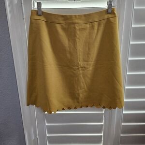 Banana Republic Mustard Yellow Scalloped Hem Skirt Size 2